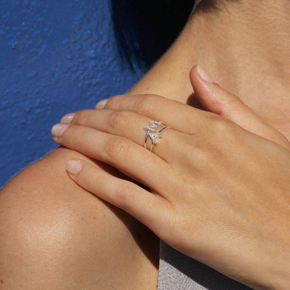 Image of Diamond & Sterling Silver Initial Ring-All Letters